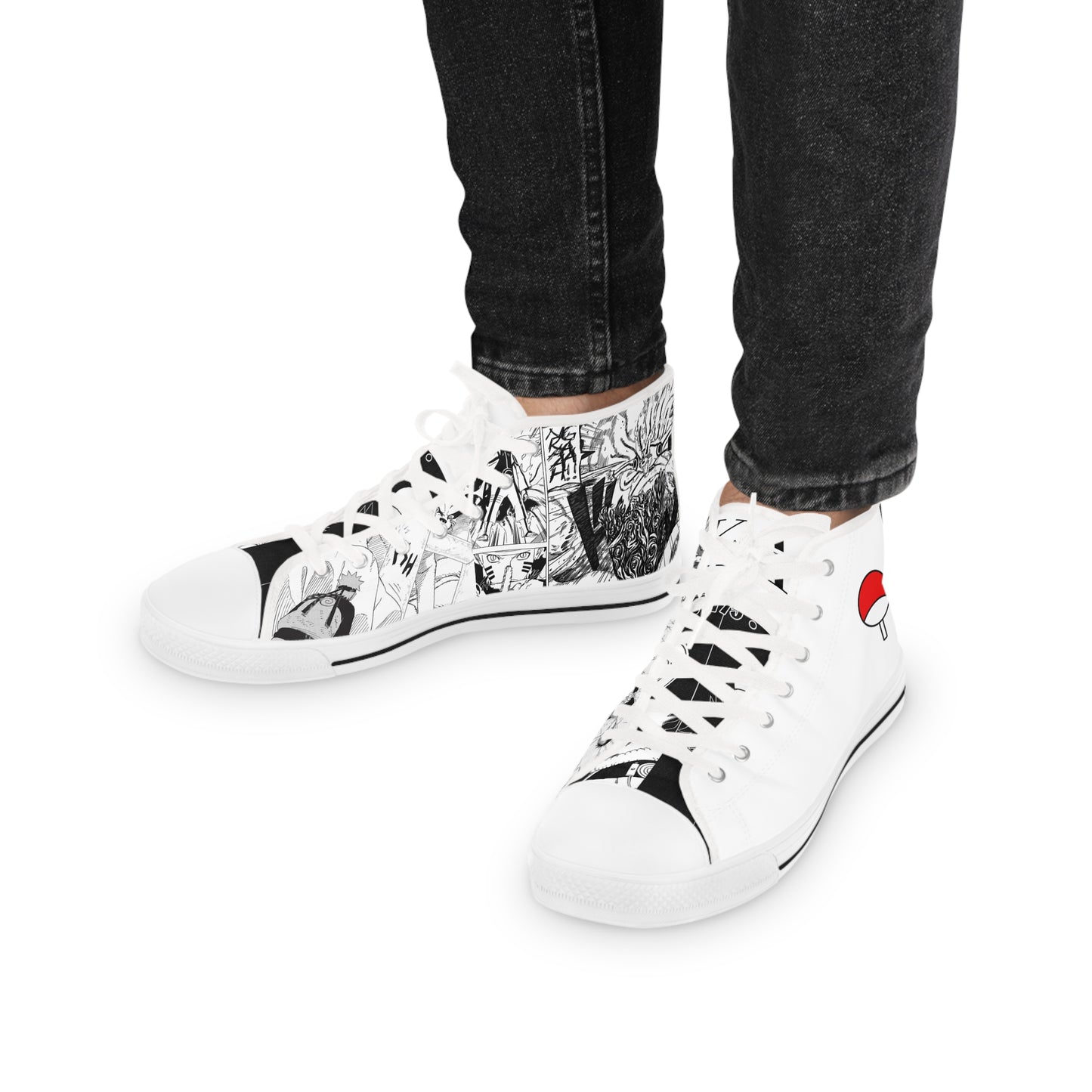 Anime Inspired Naruto-Sasuke Manga Anime Designed Hight Top Shoes